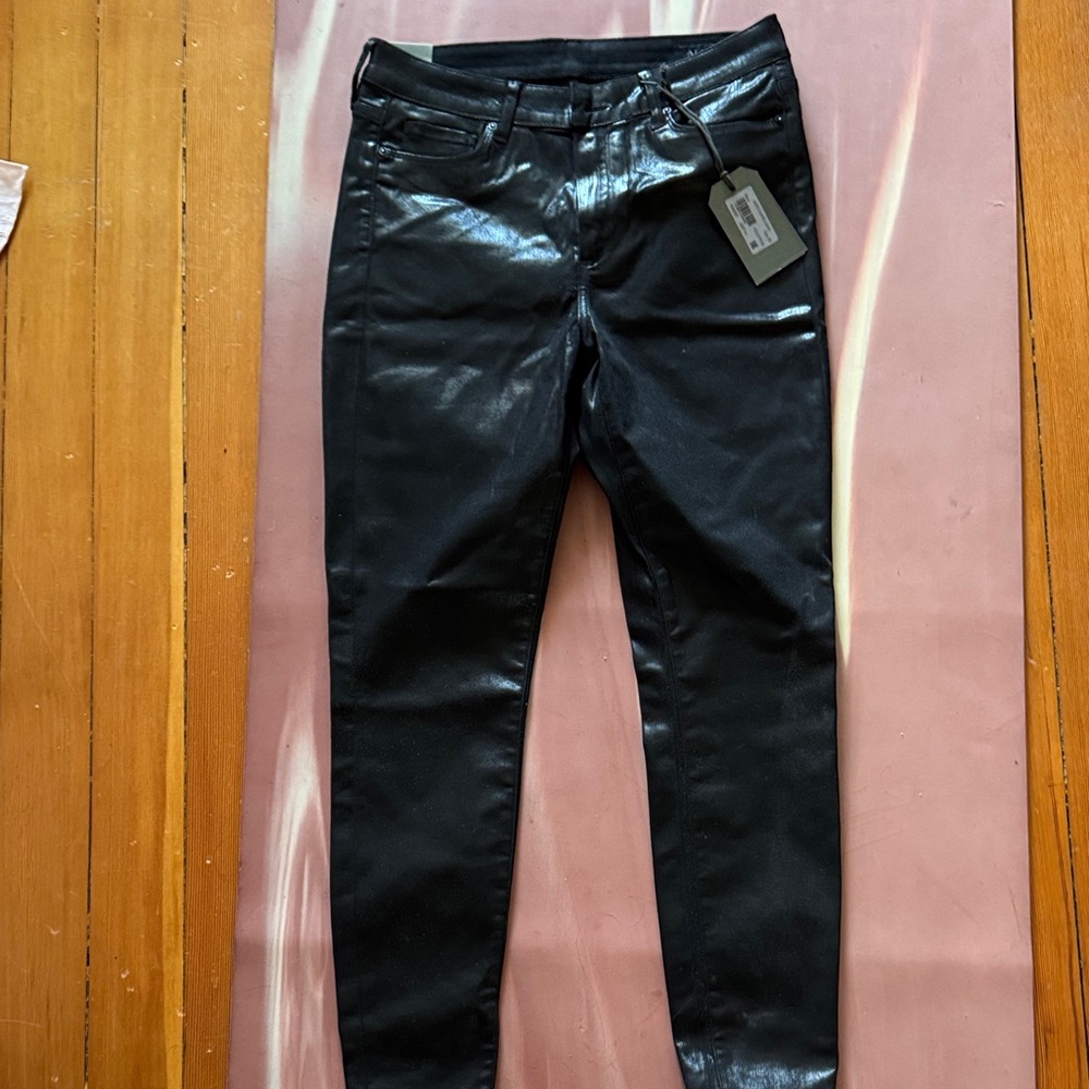All Saints Black Ankle Jeans coated stretch skinny